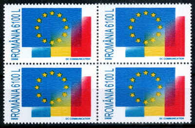 Romania 2000, LP 1501, Romania in Uniunea Europeana UE, seria in bloc de 4, MNH! foto