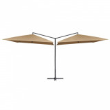 VidaXL Umbrelă de soare dublă, st&acirc;lp din oțel, gri taupe, 250x250 cm