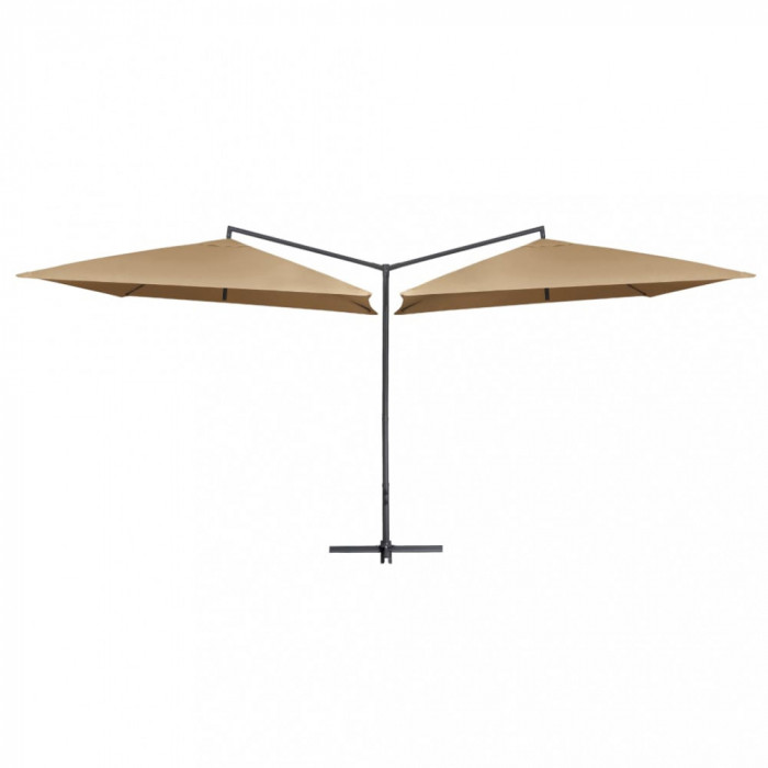 vidaXL Umbrelă de soare dublă, st&acirc;lp din oțel, gri taupe, 250x250 cm
