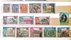 Lot 13 timbre + 1 timbru jubiliar Cipru (Cyprus) 1953&ndash;1955 &ndash; Regina Elisabeta II, peisaje și monumente -A85