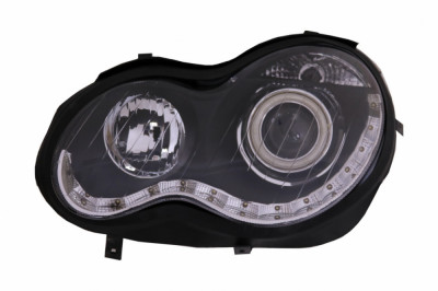 Faruri Angel Eyes compatibil cu Mercedes C-Class W203 (2000-2007) Partea Stanga Negru PXN2-216L foto