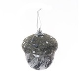 Glob de Craciun, argintiu, D261130, 6 cm, spuma, forma ghinda