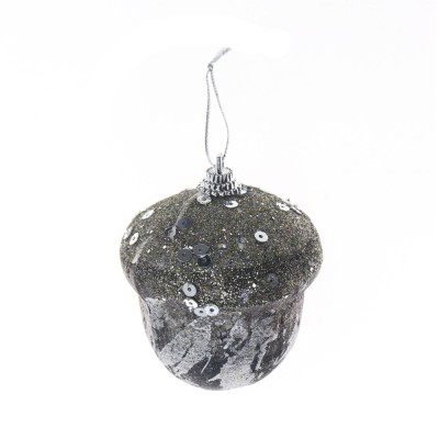 Glob de Craciun, argintiu, D261130, 6 cm, spuma, forma ghinda foto