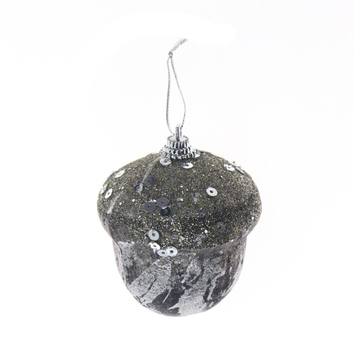 Glob de Craciun, argintiu, D261130, 6 cm, spuma, forma ghinda