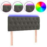 Cumpara ieftin Tablie de pat cu LED, gri inchis, 90x7x78/88 cm, catifea