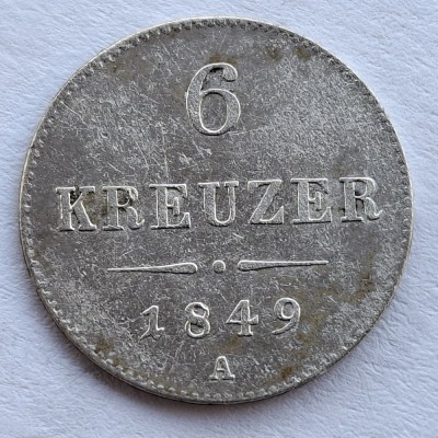 Austria 6 kreuzer 1849 A / Viena argint Joseph l foto