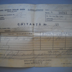 HOPCT DOCUMENT VECHI NR 501 BANCA DE STAT RPR -CHITANTA 1950 BUCURESTI