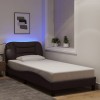 VidaXL Cadru de pat cu LED fără saltea, Hvar, maro &icirc;nchis, 90x190 cm, textil 3213672