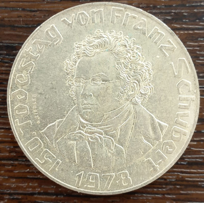 (A11) MONEDA DIN ARGINT AUSTRIA - 50 SCHILLING 1978, FRANZ SCHUBERT, KM#2937 foto