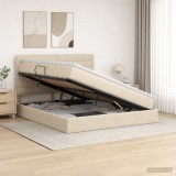 Cumpara ieftin Pat cu saltea si spatiu de depozitare Crem 180 x 200 cm