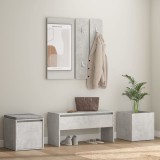 vidaXL Set de mobilier pentru hol, gri beton, lemn prelucrat