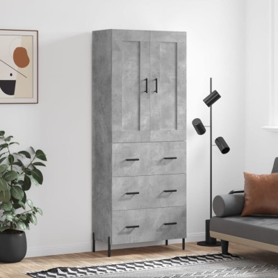 vidaXL Dulap &amp;icirc;nalt, gri beton, 69,5x34x180, lemn compozit foto