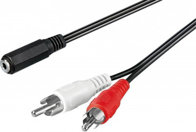 Cablu RCA mufa tata x2 - Jack 3.5 mm 3 pini mama 1.4m Goobay foto