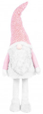 MagicHome Figurină de Crăciun, Elf &amp;icirc;n rochie, țesătură, roz și alb, 50x40x163 cm foto