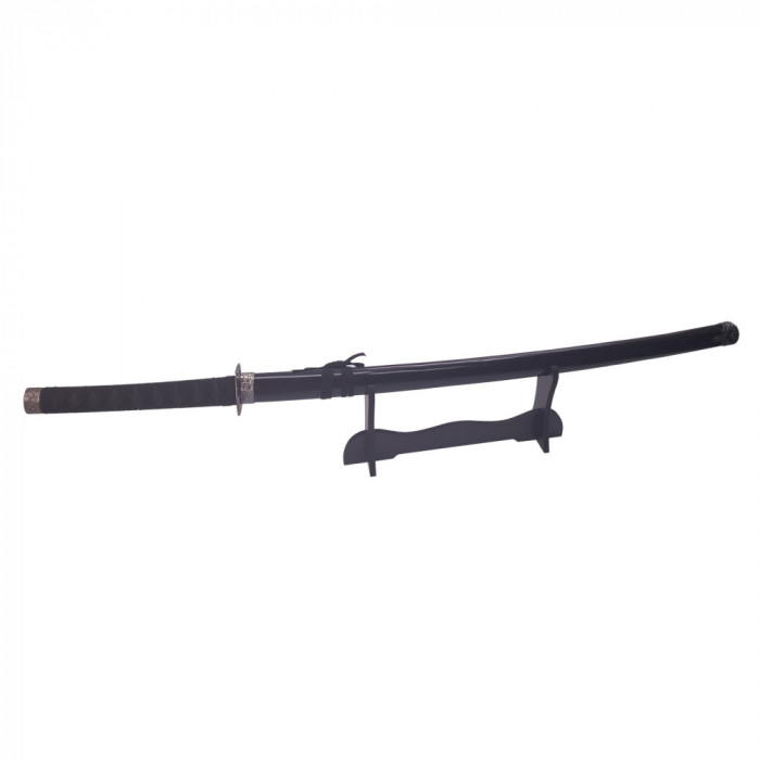 Sabie katana decorativa IdeallStore&reg;, panoplie, Last Samurai, negru, metal, 51.5 cm, suport inclus