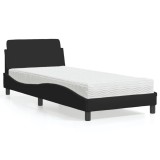 Cumpara ieftin Pat cu saltea, negru, 80x200 cm, textil