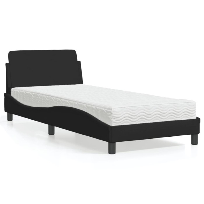 vidaXL Pat cu saltea, Dover, negru, 80x200 cm, textil 3208286