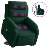Cumpara ieftin Fotoliu rabatabil cu ridicare, verde inchis, catifea