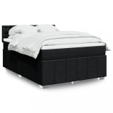 VidaXL Pat box spring cu saltea, negru, 160x200 cm, textil