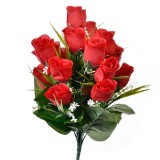 Buchet Flori Artificiale, Trandafiri, Roșu, 40cm, Oem