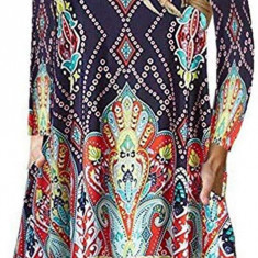 Femei Rochii de Vară Plajă Casual Tricou Plus Size Floral Mânecă Scurtă Loo