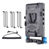 Cumpara ieftin Adaptor NJ-579 pentru baterii V-mount cu iesire D-Tap si montare pe sina 15mm, Generic