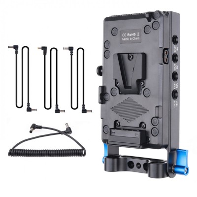 Adaptor NJ-579 pentru baterii V-mount cu iesire D-Tap si montare pe sina 15mm foto