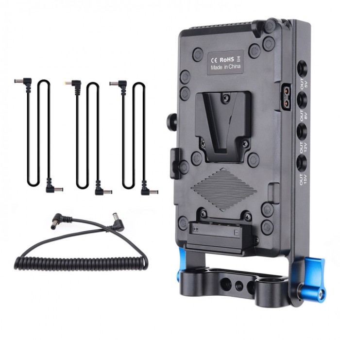 Adaptor NJ-579 pentru baterii V-mount cu iesire D-Tap si montare pe sina 15mm