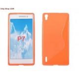 Husa Silicon S-Line Portocaliu pentru Huawei Ascend P7 - Protectie Premium