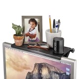 Raft Reglabil Monitor/TV, Suport Ecran, Depozitare Telecomanda, Router, Decodor TV, ABS, 30x16x2.5cm, Negru