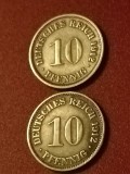 Lot 2 monede Germania, stare FB: 10 pfennig 1912 F + G [poze]. Discount conform descriere [10 - 20 %. Vezi desrierea.].
