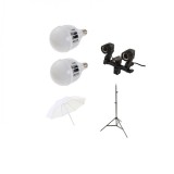 Starter kit lumina continua foto-video umbrela de difuzie si 2x bec LED 48W 6500K, Generic