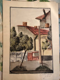 Casa de pe strada noastra, Bucuresti, acuarela pe hartie, Peisaje, Realism