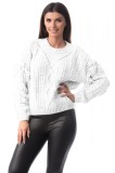 E763-2 Pulover gros accesorizat cu franjuri in zona manecilor, S/M