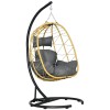 Scaun leagan suspendat, Wilona, ratan sintetic, galben si negru, perna gri, max 150 kg GartenVIP DiyLine, ART