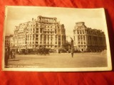 Ilustrata Bucuresti - Piata Senatului , interbelica - fotografie cu caleasca