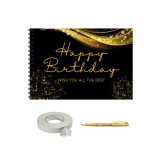 Album foto / GuestBook/ Scrapbooking pentru aniversare, La multi ani, pagini negre, A4 landscape, 25 file, universal, accesoriu nunta