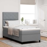 Cumpara ieftin Pat cu arcuri cu headboard Gri deschis 100 x 200 cm tesatura