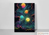 Tablou &bdquo;Celestial Orbs&rdquo; - Print Digital - P&acirc;nză Bumbac 100% pe Șasiu din lemn