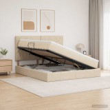 Cumpara ieftin Pat cu saltea si spatiu de depozitare Crem 180 x 200 cm