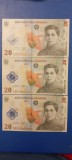 Lot 3 Bancnote 20 Lei UNC Consecutive+Serie RADAR(din fișic BNR)