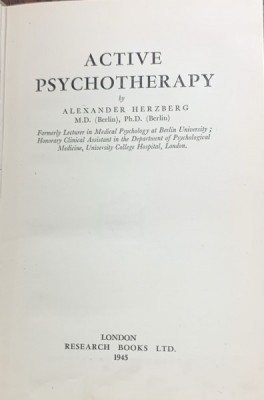 Active psychotherapy(Psihoterapie interactiva- carte in engleza)- Alexander Herzberg foto