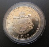 Moneda 5 euro 1997 - Liechtenstein, 125 Jahre Eisenbahn in Liechtenstein, 38,53 mm, proof, tiraj: 10000