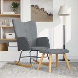 Cumpara ieftin Scaun balansoar cu taburet, gri deschis, textil