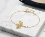 Cumpara ieftin Bratara din Argint 925 Placat cu Aur Libelula Filigranata si Cristal