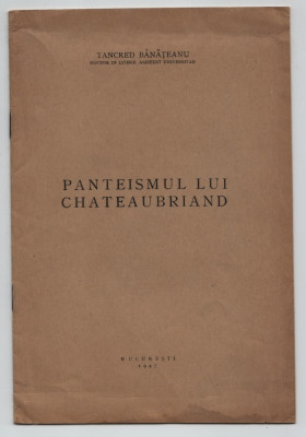 Tancred Banateanu, Panteismul lui Chateaubriand (dedicatie, autograf Vulcanescu) foto