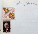 Lot Timbre Gabon 1960-1961 - Timbru Triunghiular Fructe Exotice, Premier Ministru L&eacute;on M'ba - Ștampilate -GB