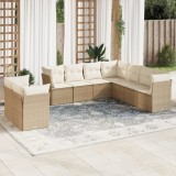 vidaXL Set canapele de grădină, 9 piese, cu perne, bej, poliratan