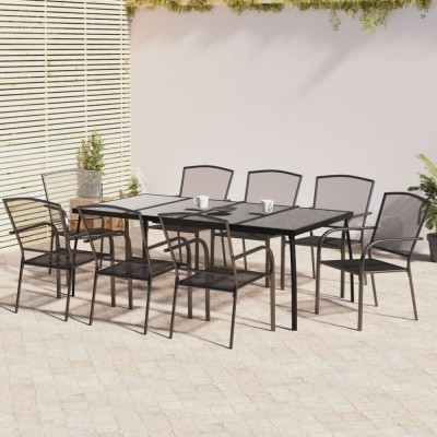 vidaXL Set de masă pentru grădină, 9 piese, antracit, oțel 3187974 foto