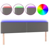Cumpara ieftin Tablie de pat cu LED, gri, 200x5x78/88 cm, piele ecologica